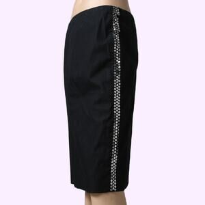 JEAN COLONNA Black And Silver Sequin Vintage Pencil Skirt